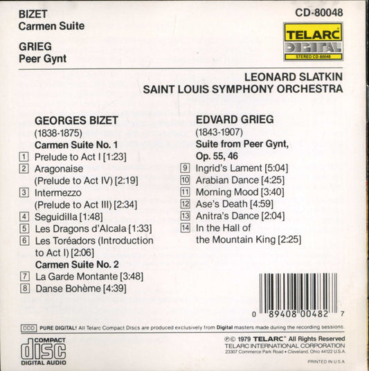 BIZET: CARMEN SUITES; GRIEG: PEER GYNT - Leonard Slatkin, St. Louis Symphony