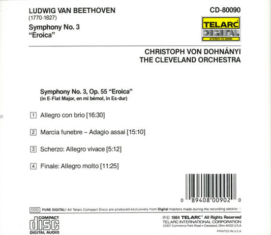 BEETHOVEN: SYMPHONY NO. 3 - Cleveland Orchestra, Christoph von Dohnanyi