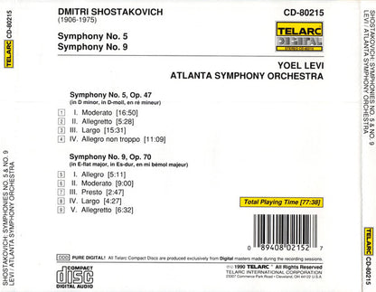 SHOSTAKOVICH: SYMPHONIES NO. 5 & 9 - Yoel Levi, Atlanta Symphony Orchestra