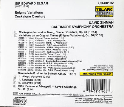ELGAR: ENIGMA VARIATIONS; COCKAIGNE OVERTURE - Baltimore Symphony Orchestra, David Zinman