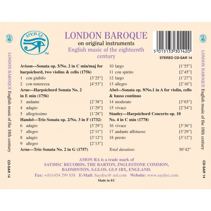 English music of the 18th century - London Baroque