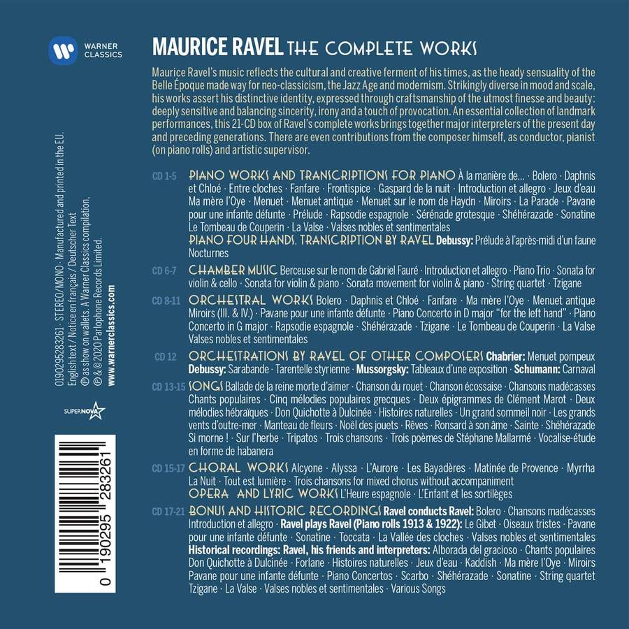 クラシック MAURICE RAVEL THE COMPLETE WORKS 21CD RAVEL: THE COMPLETE WORKS (21 CDS) – ClassicSelect World