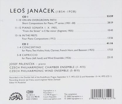 JANACEK: Piano Works - Josef Páleníček, Czech Philharmonic Chamber Ensemble & Wind Ensemble (2 CDs)